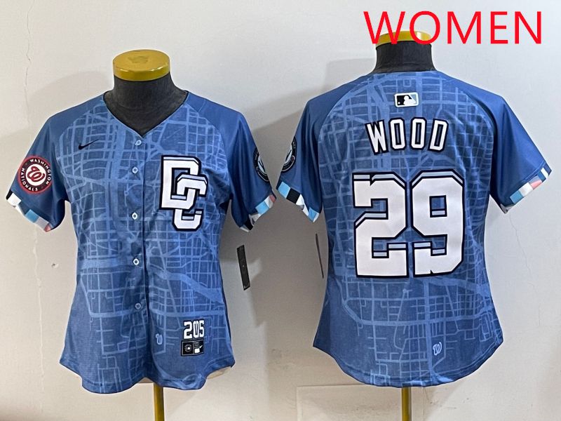 Women Washington Nationals #29 Wood Blue Joint Name 2025 Nike MLB Jersey style 3->women mlb jersey->Women Jersey